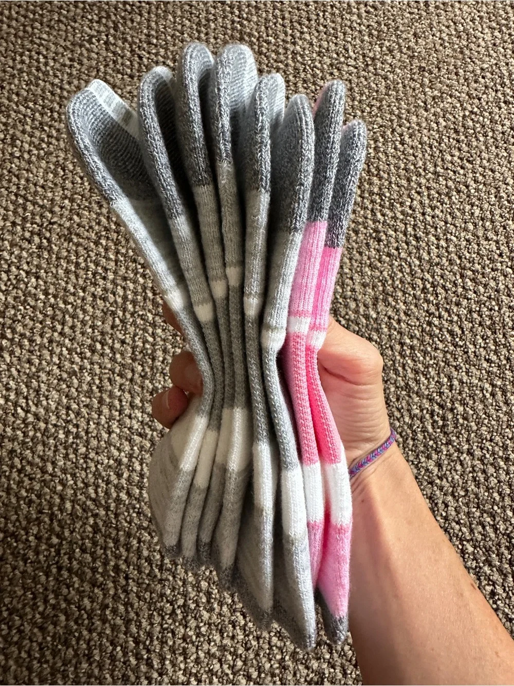 Puma White Low-Cut Socks with Pink and Gray Accents